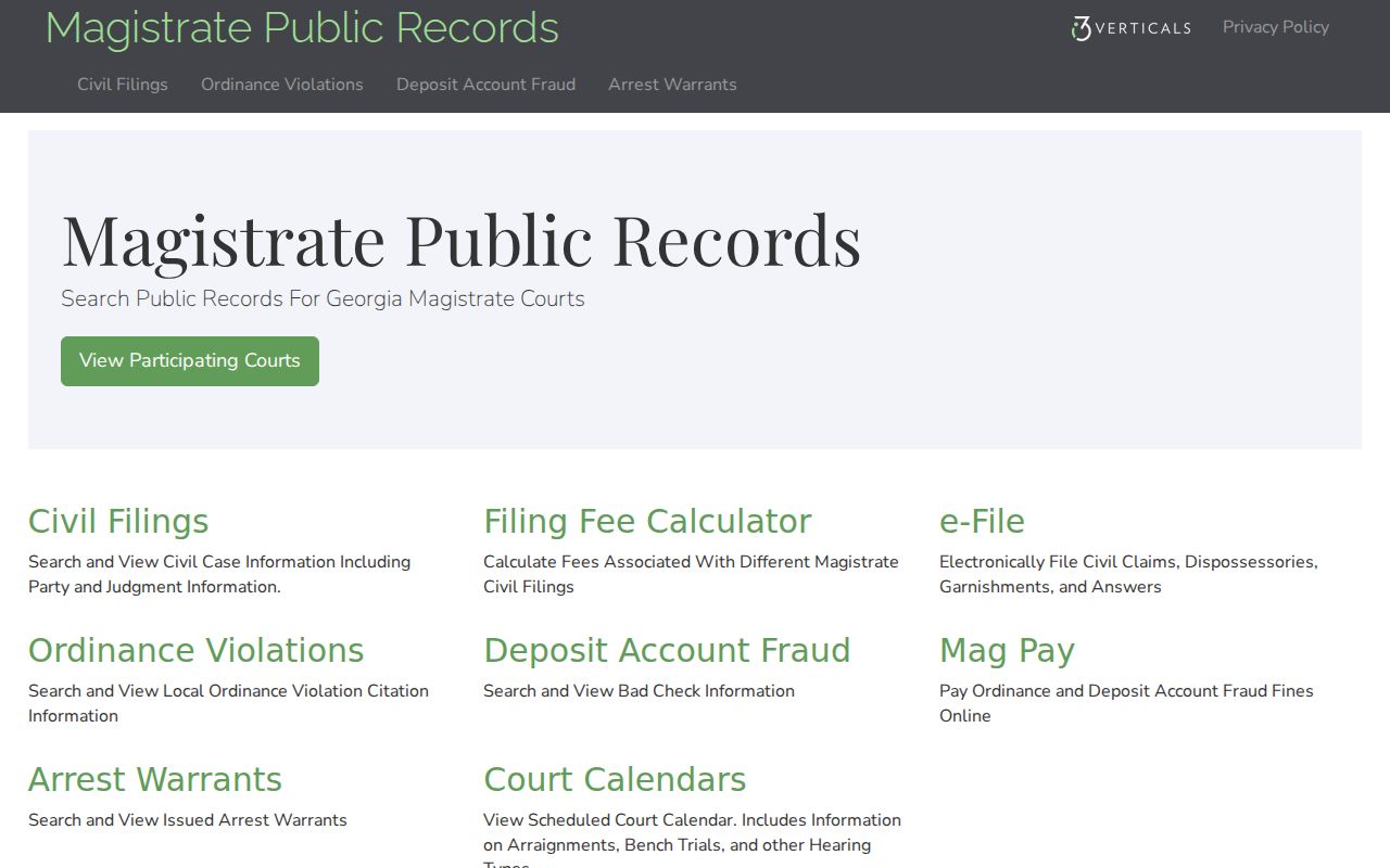 Georgia Magistrate Records public modules linked by Butts County