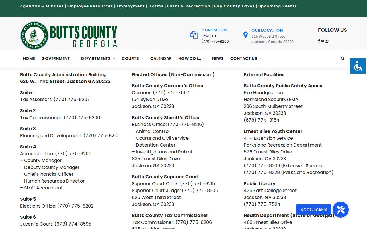 Butts County warrant records Judicial Center directory